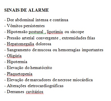 Tabela 1. Sinais de alarme na dengue