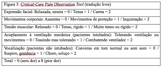 Figura 3: Critical-Care Pain Observation Tool (tradução livre) 